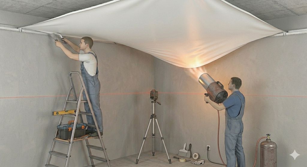 Nahřátí a montáž napínaného stropu v praxi